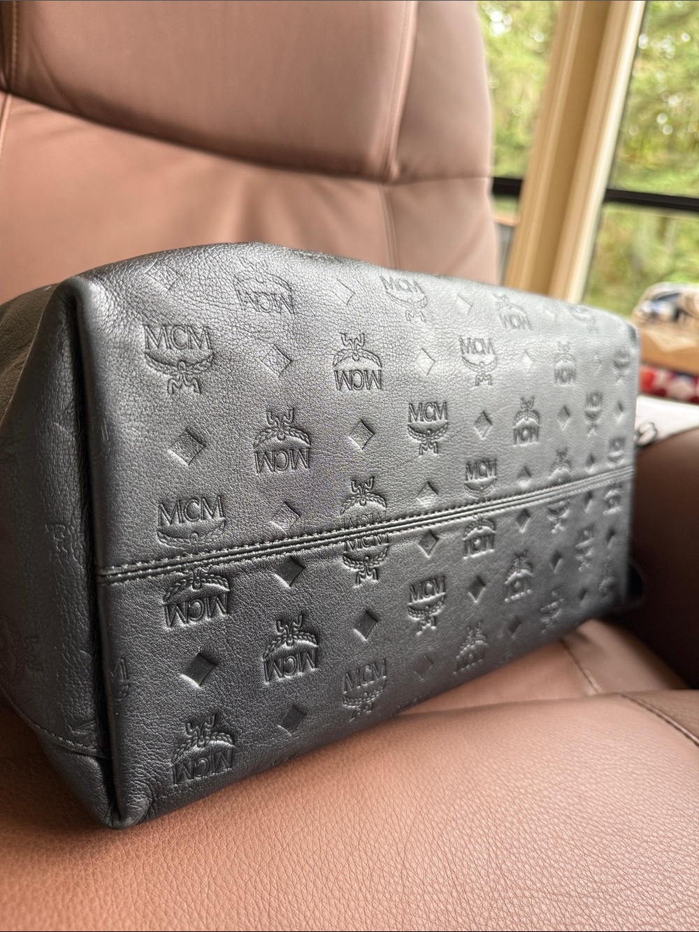 MCM Black Leather Crossbody Bag with Cream Accent - Picture 17 of 17
